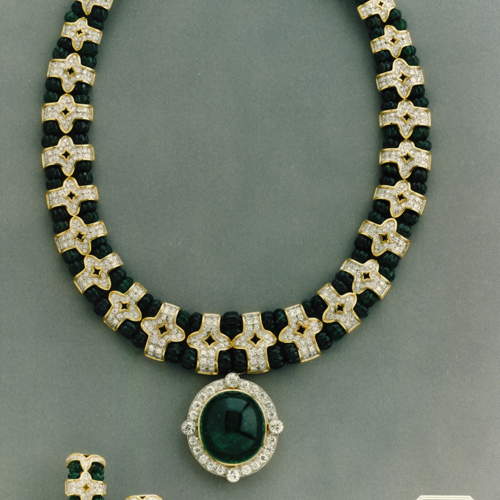 Antique carving Indian Emeralds Repossi set 1995