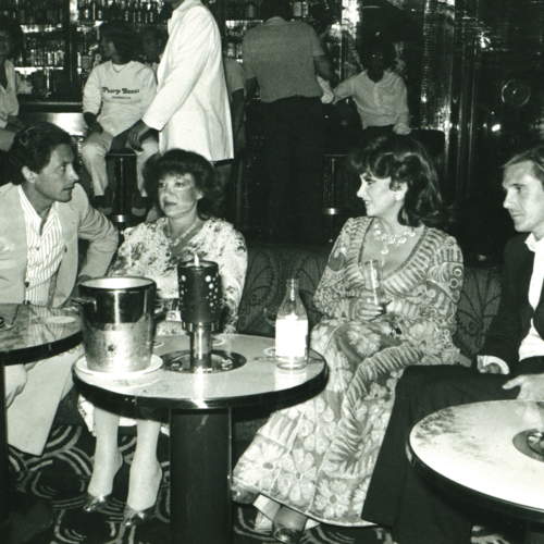 Marbella Regine opening Mr and Mrs Regine Choukroun, Mrs Gina Lollobrigida and Mr Alberto Repossi late 1979