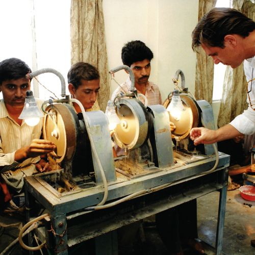 Cutting gem factory Jaipur - quality control, 1995